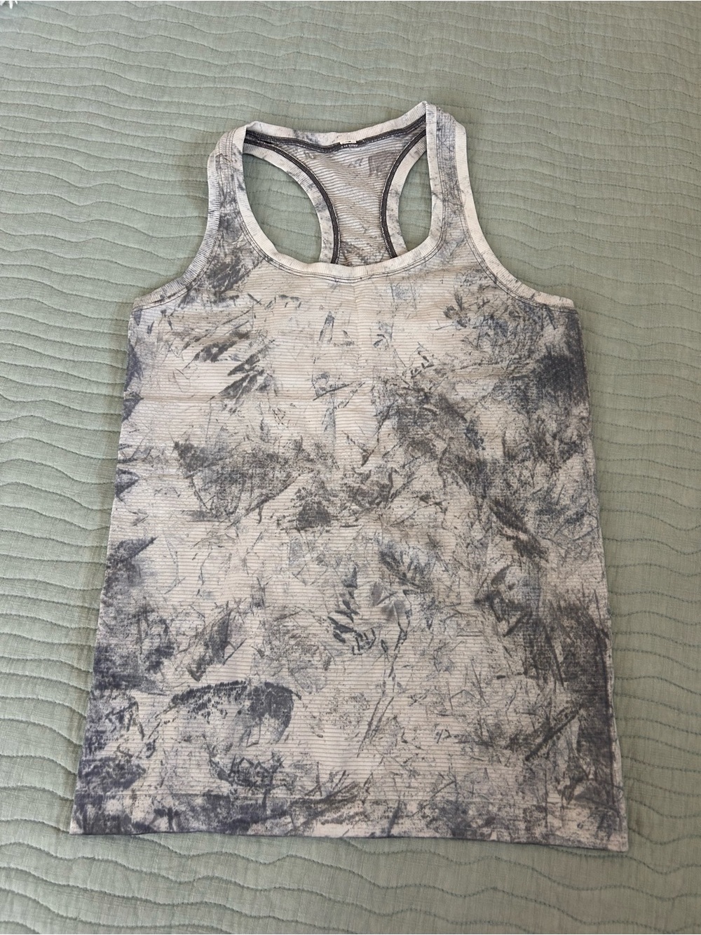 Lululemon athletica Gray and White Printed Racerback Tank